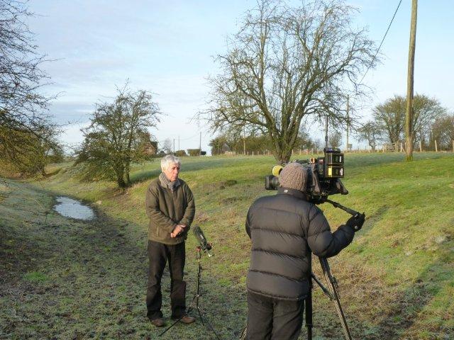 Giving an interview on a dried up Kennet riverbed in the drought of January 2012