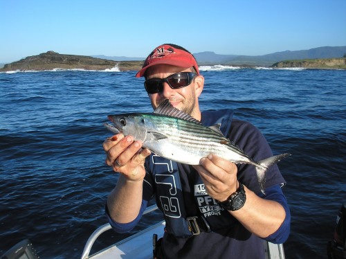 Phil's first fish from his new home - the unlucky 'bonnie' was taken home for tea.