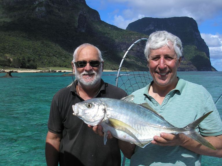Lord Howe fishing legend Gary Crombie helped me on to this personal best silver trevally on the fly