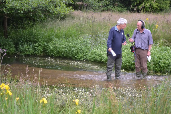 Angling Trust Campaign Chief Martin Salter being interviewed in Hertfordshire's River Mimram by legendary radio presenter John Waite for the BBC Radio 4 programme Face the Facts to be broadcast this week.