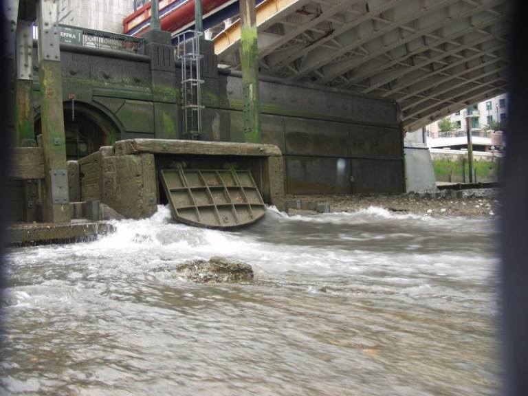 One of 34 combined sewer overflows that discharge staight into the river and which will be intercepted by the new Thames Tideway Tunnel