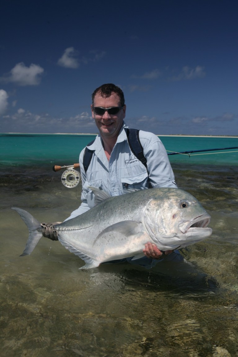 Selectafly boss and champion fly fisher Martin Webster with a Seychelles GT. Martin just can't get enough of the brutal take of these 'gangsters of the flats'.