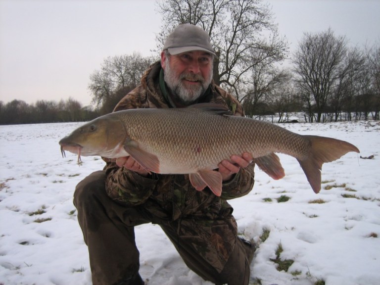 Keith's float caught 17lb barbel in the snow - a rare capture in all sorts of ways