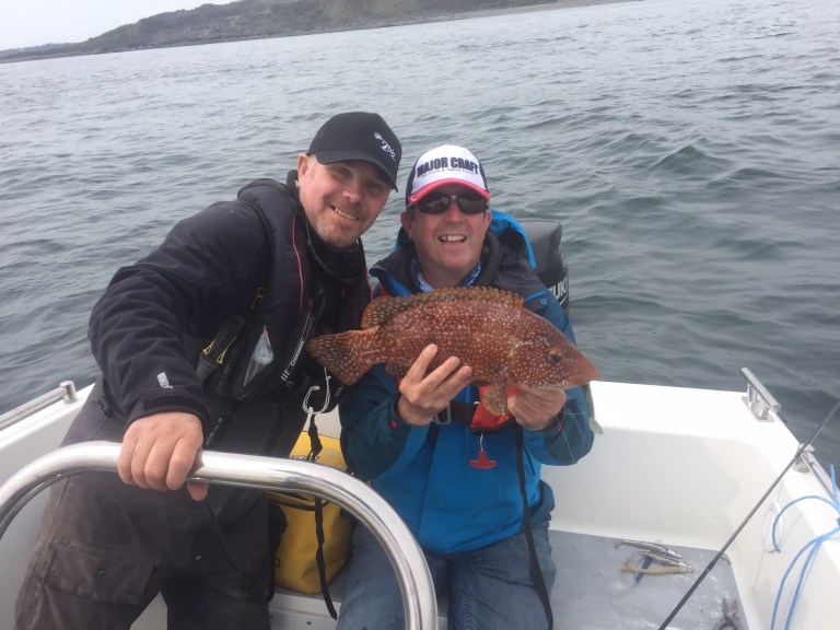 Angling Trust Regions Manager John Cheyne with Austen Goldsmith and a chunky Cornish wrasse.